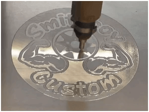 Custom logo scribed onto aluminum